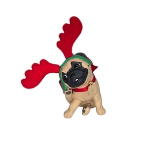 Hallmark Keepsake Ornament Puppy Love 2011 Pug Puppy with Antlers 21st Series